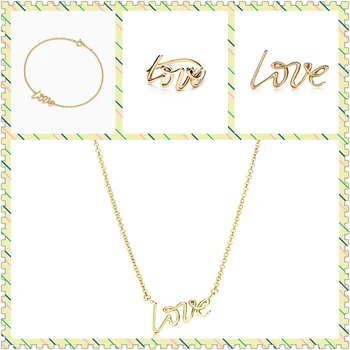

SHINETUNG 100%S925 Love Font Trendy Bracelet Women Logo Fine Original Jewelry Suit Birthday Valentine's Day Gift