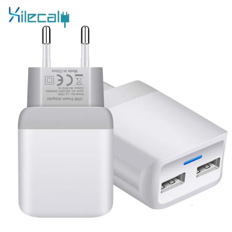 

5V 2.1A Smart Travel Dual 2 USB Charger LED Light Adapter Wall Portable EU Plug Phone Charger for iPhone Samsung Huawei Tablet