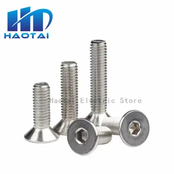 

10/50pc M2 M2.5 M3 M4 M5 M6 M8 304 A2 Stainless Steel GB70.3 Hexagon Hex Socket Head Flat Countersunk Allen Bolt Screw L=3-100mm