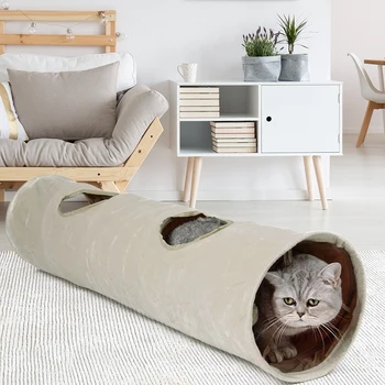 

Cat Tunnel Toy Funny Pet 2 Holes Collapsible Play Tubes for Kitten Puppy Ferrets Rabbit Dog Indoor Outdoor Hiding Training Inter