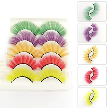 5 Pairs Colorful False Eyelashes Natural Long Thick Fluffy Faux Mink Lashes Extension Makeup Tools Cosplay Fake Eyelash Make up