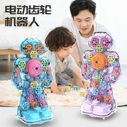 Robot de marche universel, équipement Transparent, avec lumière et musique, jouets pour enfants, garçons et filles, nouveau 