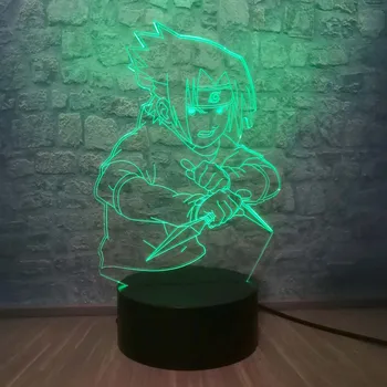 

Naruto Sasuke Itachi Action Figure 3D LED Night Light Anime Sasuke 7 Colors Touch Optical Illusion Table Lamp Teen Room Decora