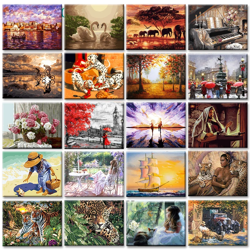 

GATYZTORY painting by numbers 40x50cm Frameless Digital Painitng On Canvas pictures by numbers DIY Figure Animals Landscape Gift