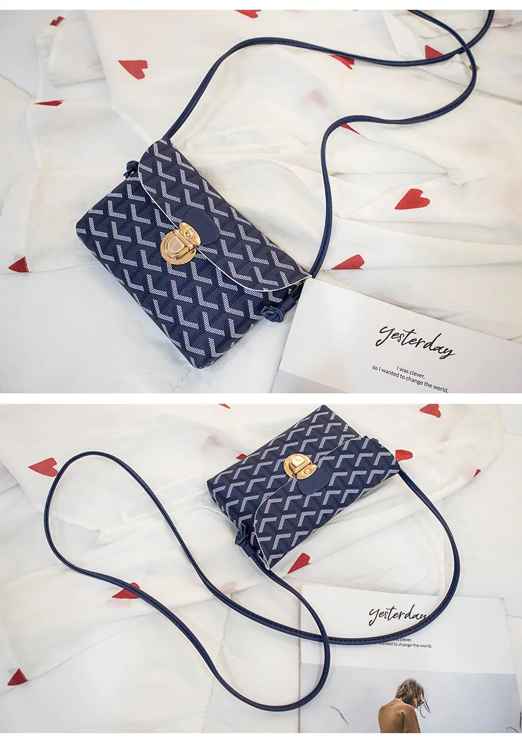 Женская маленькая сумка-мессенджер на плечо, женская сумка-кошелек из искусственной кожи с пряжкой, косметичка, сумка для хранения мобильного телефона, кошелек для монет - Цвет: blue
