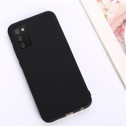 Candy Solid Color Matte Silicone Case - Ultra-Thin, Soft TPU Back Cover for A02S (Black)