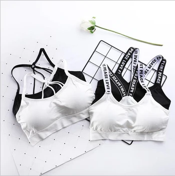 

2020 explosion models fashion seamless sexy letter strap bra wrapped chest tube top bra seamless body sports bra comfortable