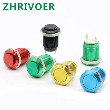

1pc 12mm 2pin Metal Push Button Switch Color Oxidation Flat/High Head Waterproof Self-reset/Momentary Normal Open Pin Terminal