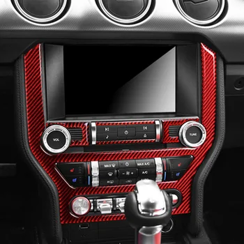 

Car Center Console trim Cover Frame Sticker Red 5pcs Real Carbon Fiber