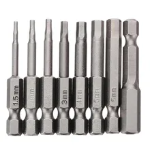 

8Pcs Metric 50mm Security Bit Set Hex Head Allen Wrench Tamper Proof Screwdriver Socket Drill Screw Hex Driver Bits 1/4"