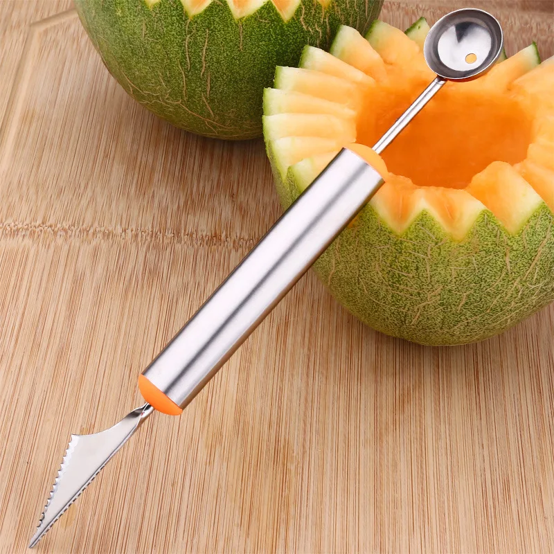 

304 Stainless Steel Dual Purpose Fruit-cuttng Device xi gua shao Fruit Segmentation Melon Baller Creative Kitchenware Fruit Carv