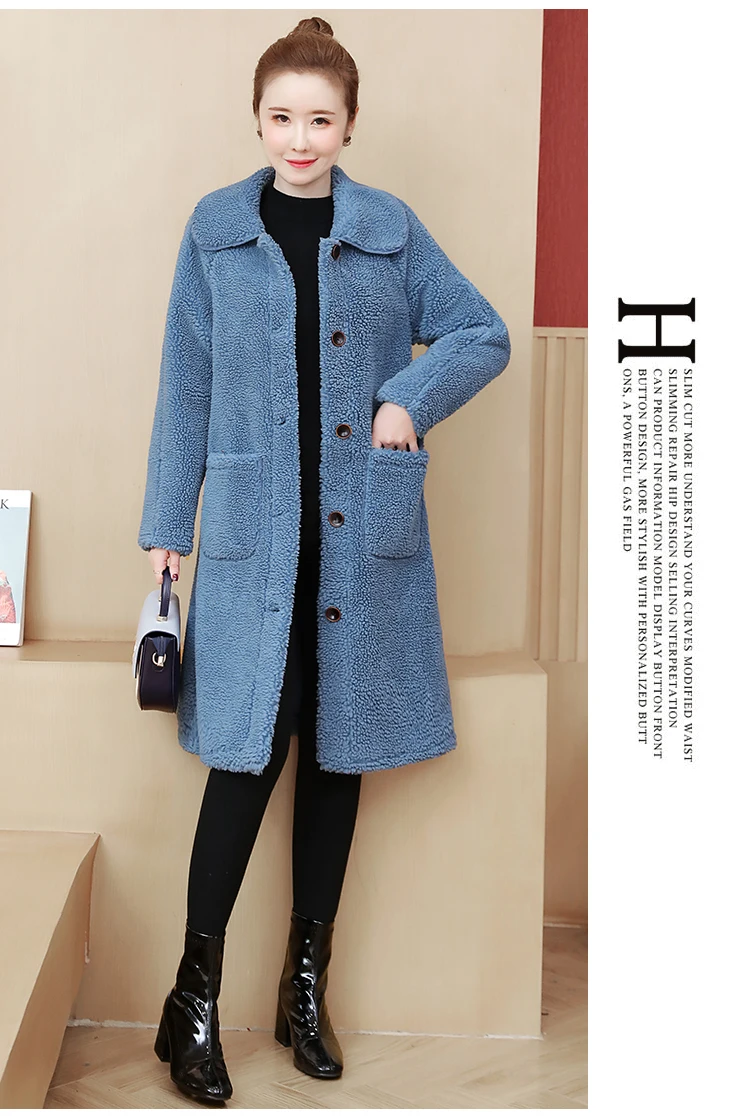 Fashion Lapel Women Wool Long Coat Autumn Winter Lapel Long Sleeve Woolen Coats Office Ladies Solid Slim Overcoat Outwear