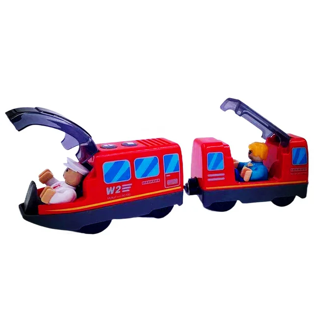 Electric Train Set Toys for Kids RC Car Diecast Slot Toy Fit for Standard Wooden Train Track Railway Battery Christmas Trem SetDeep Blue