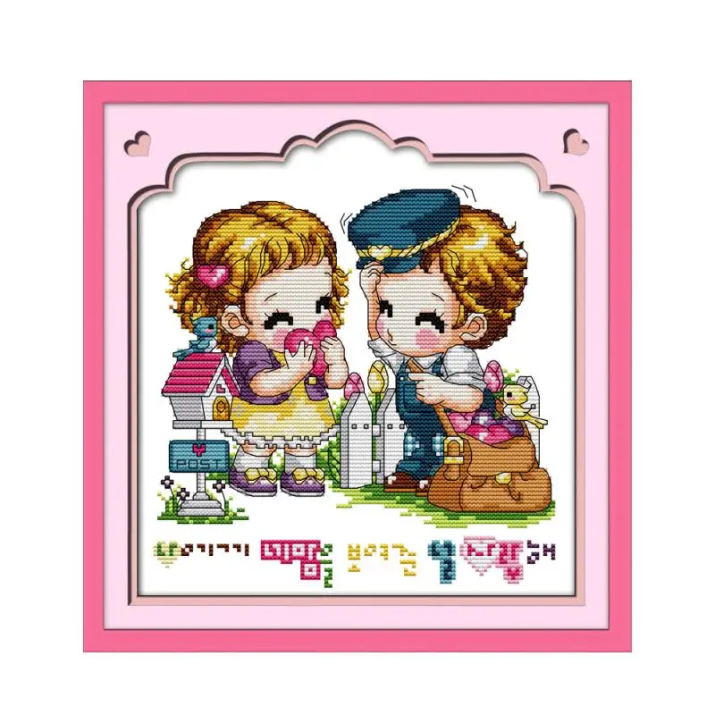 

Набор для вышивки крестиком Love postman, мультяшный рисунок 14ct 11ct, картина, искусственная вышивка, рукоделие «сделай сам»