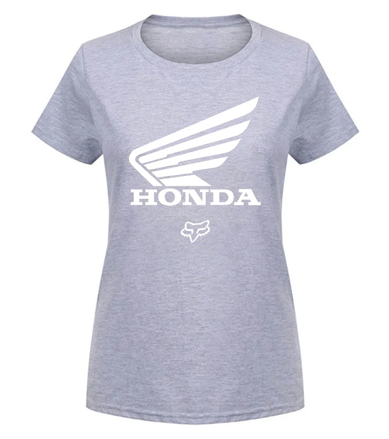 Fox X Honda Женская Honda Базовая футболка с коротким рукавом, красная одежда - Цвет: women light gray