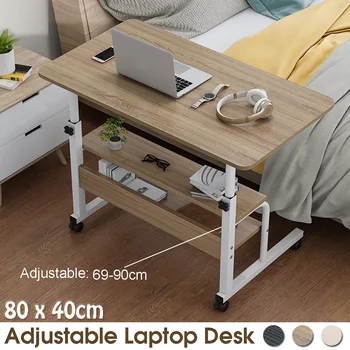 

Bedside Lifting Computer Laptop Table Movable 60-90CM Height Adjustable Wood Steel Frame Modern Simple Laptop Table Desk 80X40cm