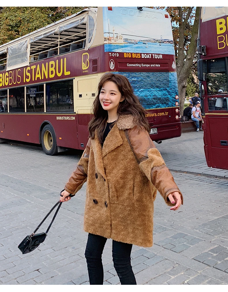 Новинка 2019, зимнее пальто из меха ягненка, женские корейские длинные теплые куртки для стрижки овец, Женское пальто N1149