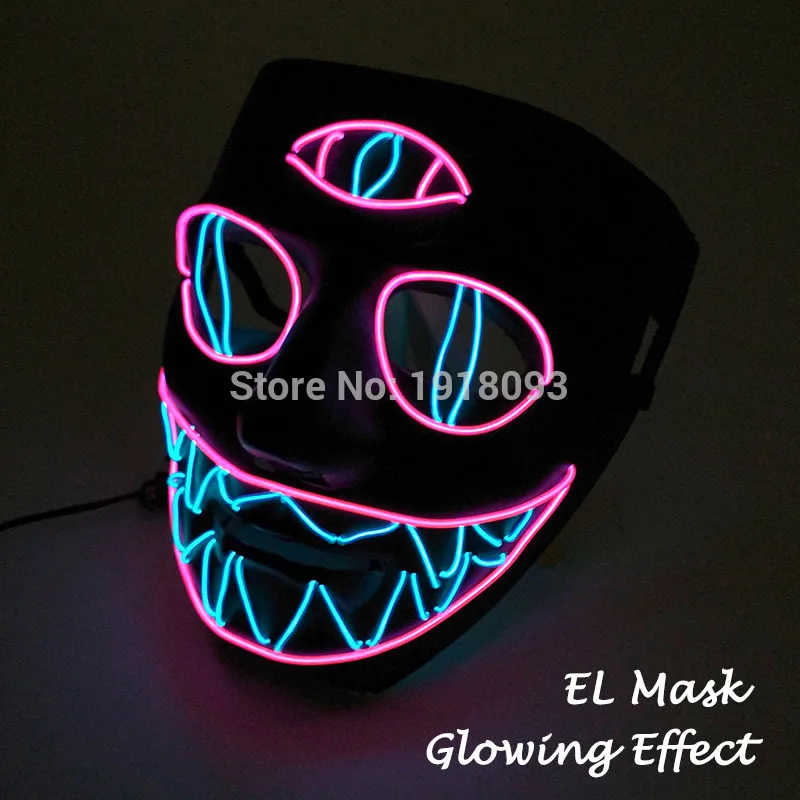 mask 24 30 стилей, лидер продаж, EL холодный светильник, маска, светодиодный светильник, светящаяся маска с 3 в, устойчивый на инверторе, для Хэллоуина, вечерние, рождественские принадлежности - Цвет: mask 24