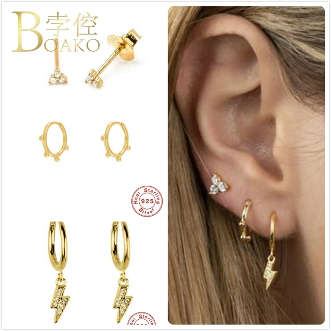925 пробы, серебряные серьги для женщин, золотые, с молнией, треугольные серьги, для девушек, серьги для пирсинга, в стиле панк, Круглые, aretes Z5
