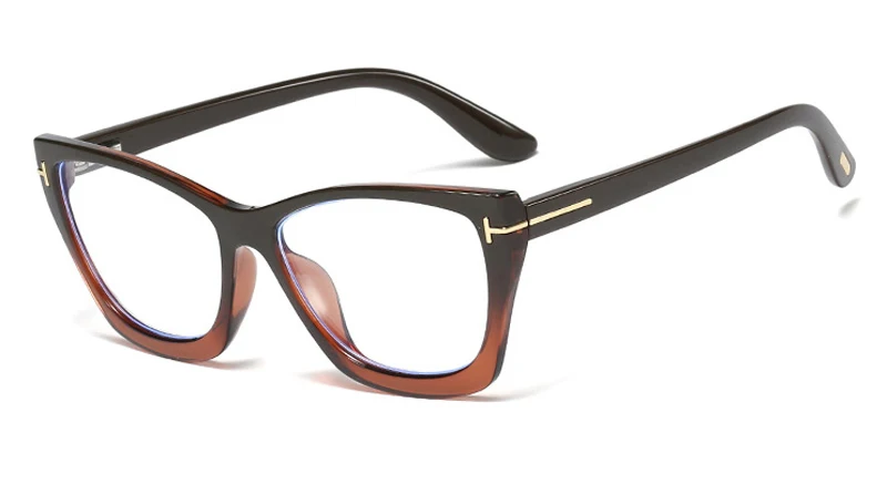 coffee brown Peekaboo tr90, синие очки для компьютера, женские, кошачий глаз, черные очки по рецепту, для мужчин, большая оправа, унисекс - Цвет оправы: coffee brown