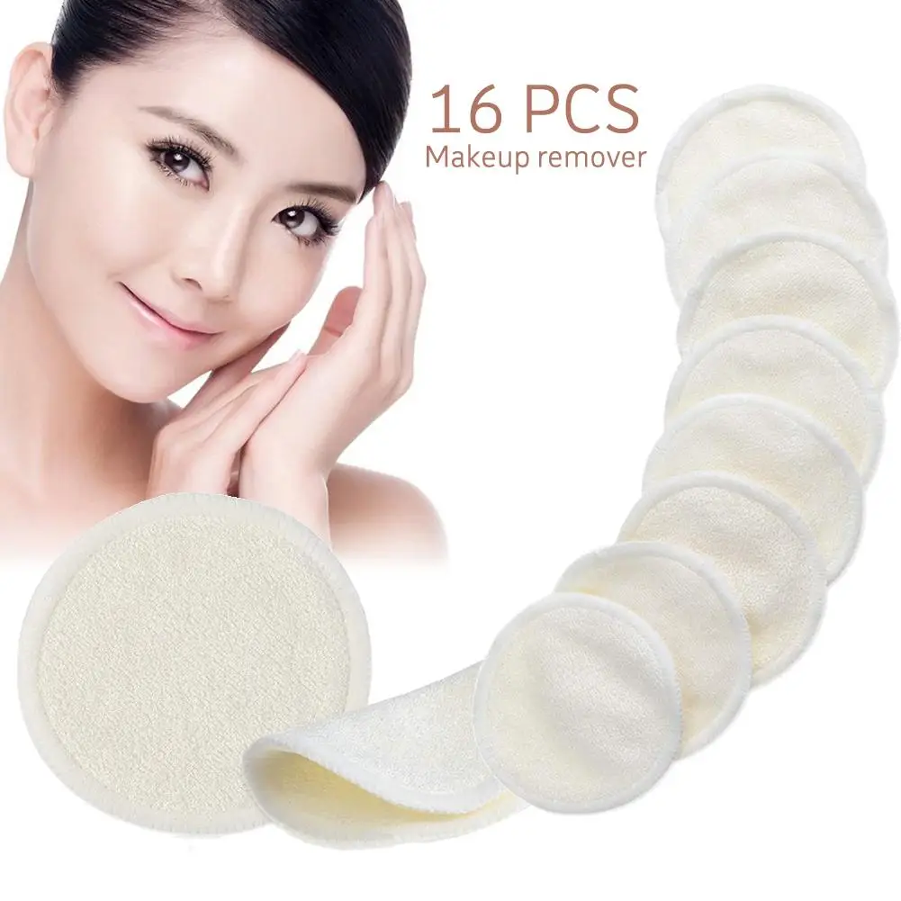 

16 PCS 8CM Double-layer Makeup Remover Pads Safe Natural Fiber No Pollution Reusable Cleaning Pads for Face Eye Nose