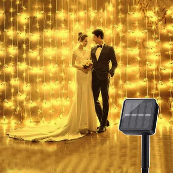 

Thrisdar 2X3M 3X3M Solar Curtain String Light Wedding Party Window Solar String Light Outdoor Christmas Fairy Light Garland