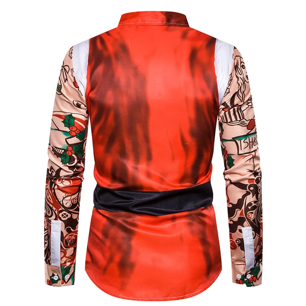 Рождественские мужские рубашки blusa masculina, уродливая Повседневная забавная рубашка с 3d принтом, Мужская облегающая блуза из двух частей, топ, рубашка hombre
