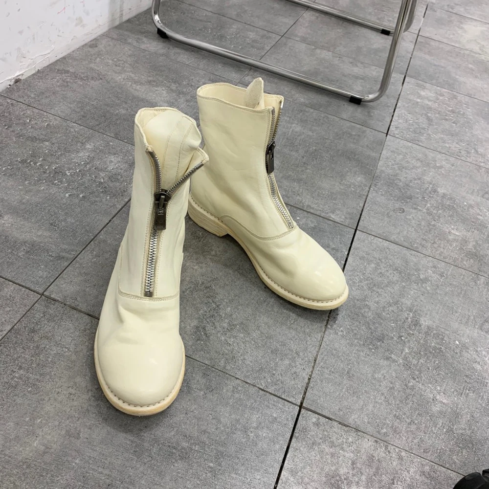 

Black guidi 210 boots zipper retro pleated High boots White thick with flat knight boots For woman Sneakers leather casual Shoes