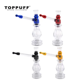 

HORNET Hookah Shisha Smoking Glass Water Pipe 141MM Aluminum Metal Pipes With Long Glass Handle Metal Smoke Pipes