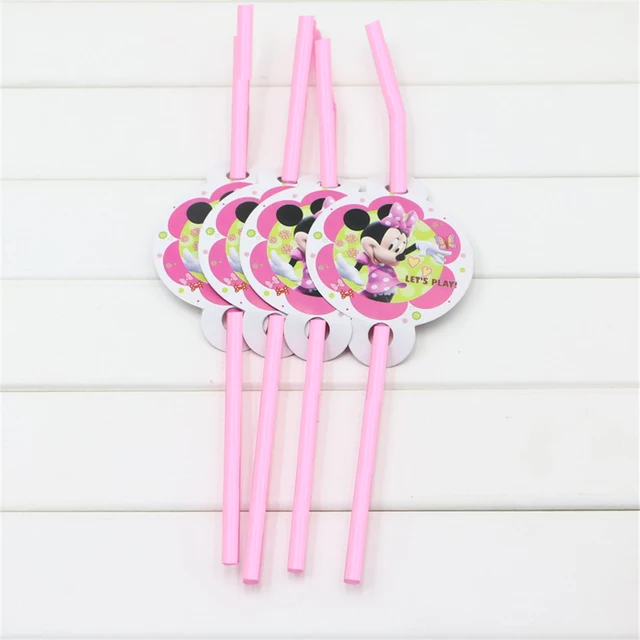 180*108 cm 1pc Minnie Mouse Theme Table Cloth for Kids Happy Birthday Party Decoration Table Cover Event Party Supplies 10pcs Straw