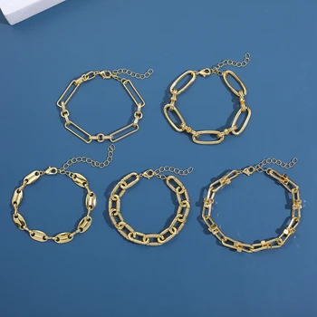 

Womens Bracelet Gold Silver Color Thick Chunky Chain Bracelets New Fashion Charm Bracelet for Women Hip Hop Jewelry