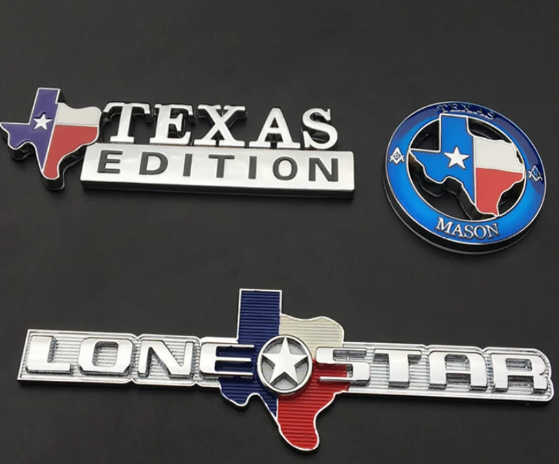

3pcs 3D Metal Lone Star Texas Edtion Mason Car Trunk Emblem Badge Decal Stickers