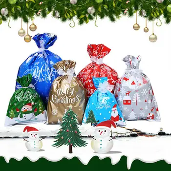 

20pcs Christmas Gift Bags with Drawstring Assorted Styles Xmas Candy Bags Wraps