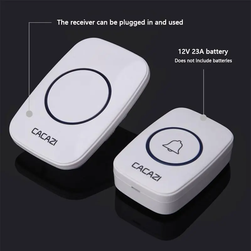 Timbre Inalámbrico botón remoto Plug In Receiver timbre Extra Largo Alcance