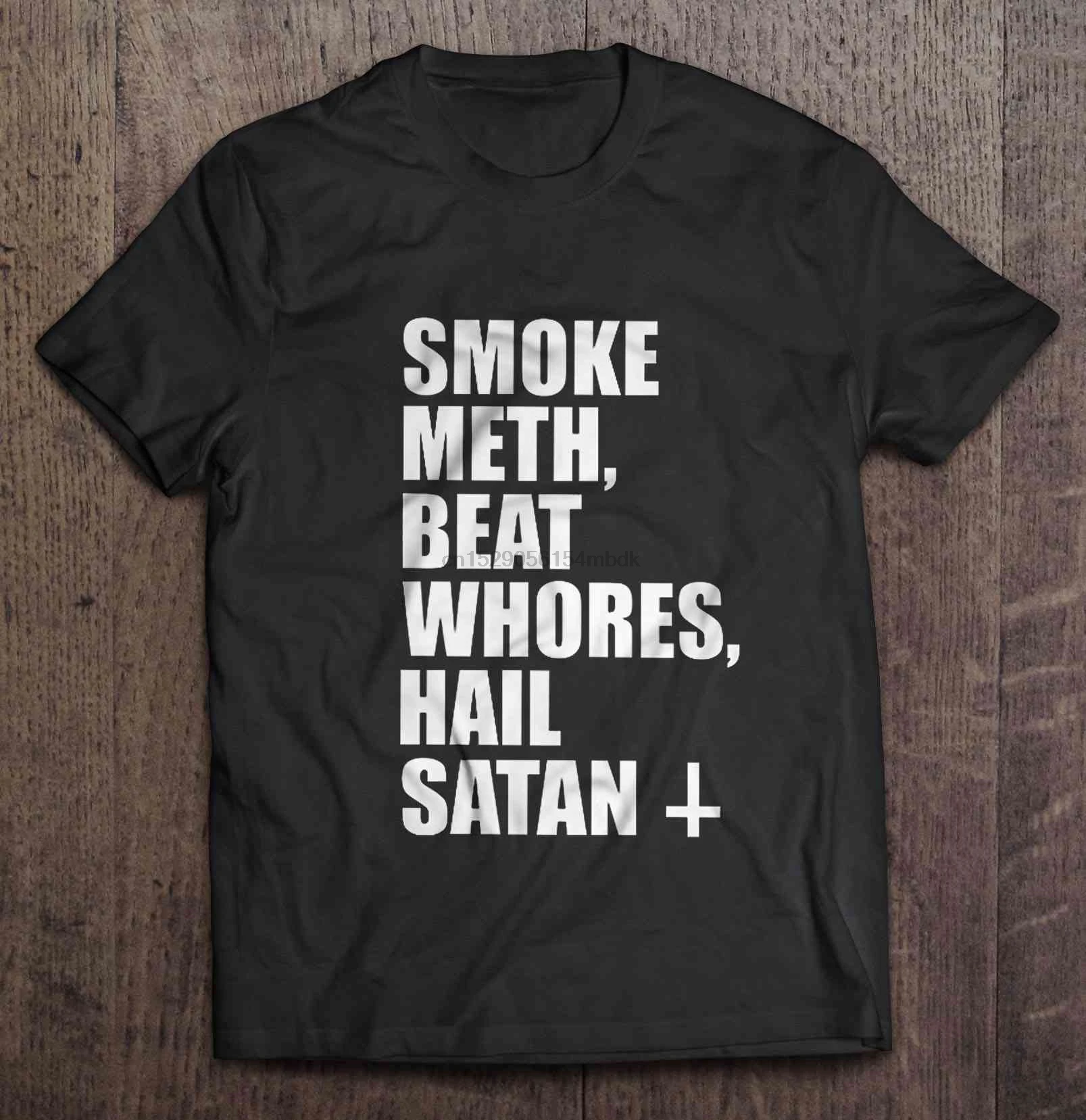 Мужская футболка Smoke Meth Beat Whores с надписью «Hail satan» женская футболка