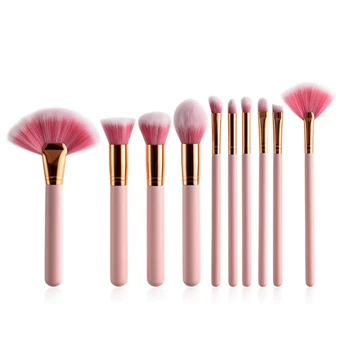 

Pink Makeup Brushes Makeup Kit Cosmetic Blush Powder Foundation Brush Cosmetic Makeup Tool 10 Pcs NEW