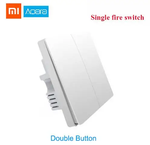 Original Xiaomi Aqara Mijia Smart home Light Control Single Fire wire ZigBee Wireless Key Wall Switch Via Smartphone APP Remote - Цвет: Wall Double Key S