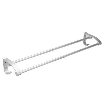 

1PC Modern Dual Rod Design Bathroom Storage Rail Rack 58CM Length Aluminum Alloy Home Toilet Towel Shelf Mounted Wall Organizer