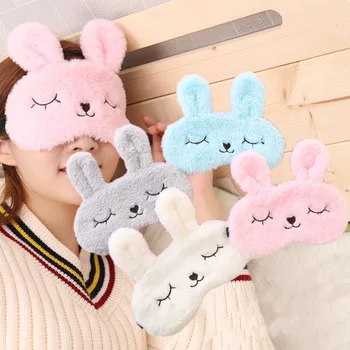 

Soft Plush Sleeping Eye Masks Blindfold Cartoon Rabbit Eye Cover Sleep Shade Eyepatch Bandage Eyelashes Relax Nap Aid Eye Patch