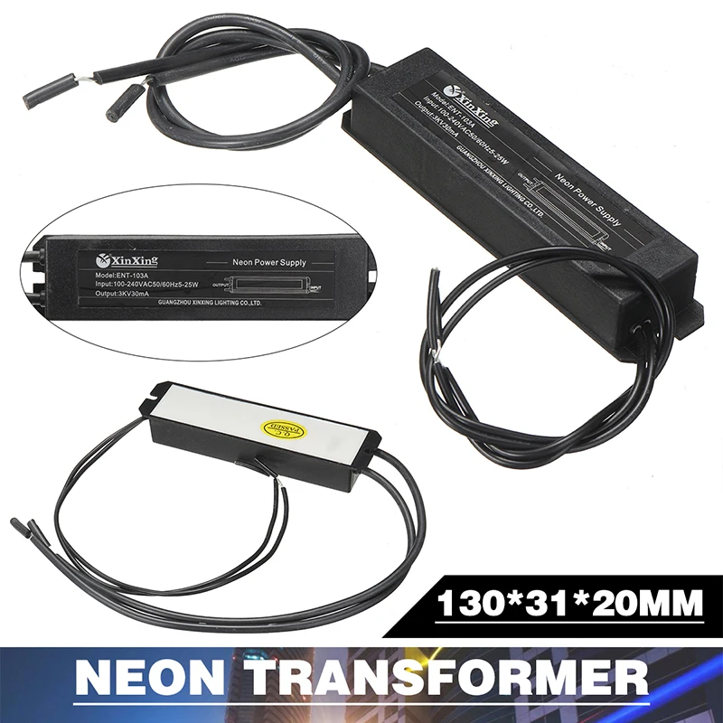 US Electronic Neon Light Sign Transformer HB-C02TE 3KV 30mA 5-25W Power Supply 