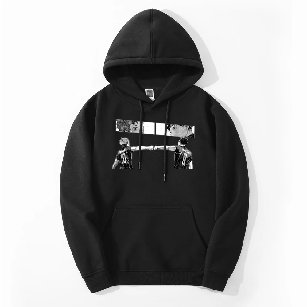 

Haikyuu Shoyo Volleyball Kageyama Anime 2021 Autumn Men's Fleece Warm Hoodie Sweatshirt Fleece Print Hoody Fitness Top