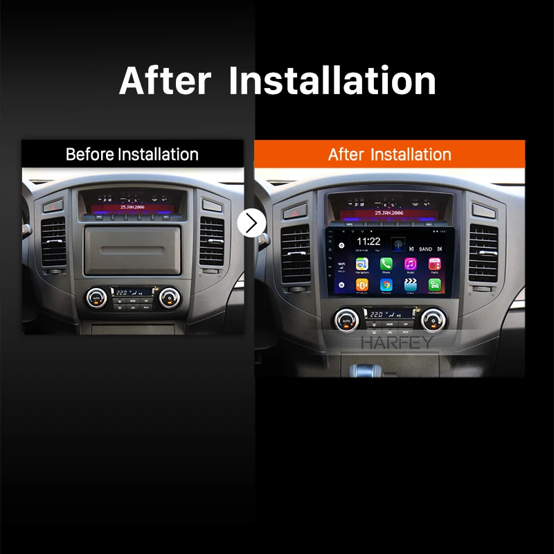 Cheap Harfey head unit 9 inch Android 9.0 2Din Car Radio For Mitsubishi PAJERO V97/V93 2006-2013 Multimedia Player GPS navigation WIFI 5