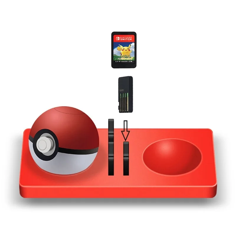 

Portabl 3 in 1 Silicone Pad Charger for N-Switch Poke Ball Plus with 4 Games Cards Slot Gaming Accessories
