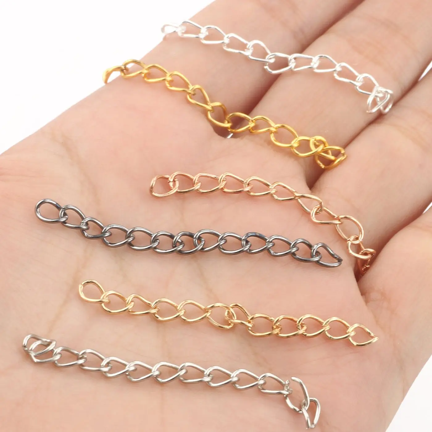 50pcs Stainless Steel 5cm Welded Extension Chain Gold Necklace
