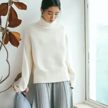 

Fall Winter Basic Turtleneck Sweater Pullovers Korea Women Warm Thick Knit Sweater Female Long Sleeve Jumpers Top