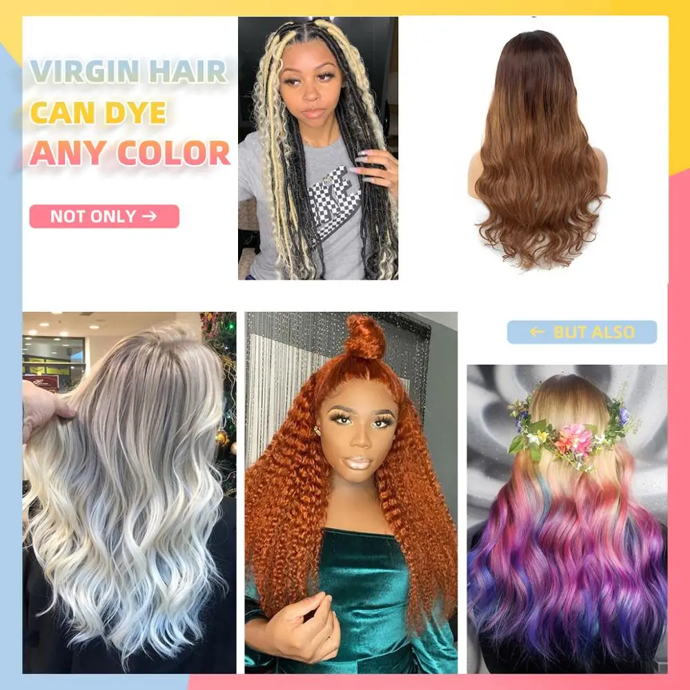

Ombre Colored Lace Front Human Hair Wigs 100% Brazilian Virgin Wavy Hair 13x4 Lace Front Wig Pre Plucked For Women WoWEbony