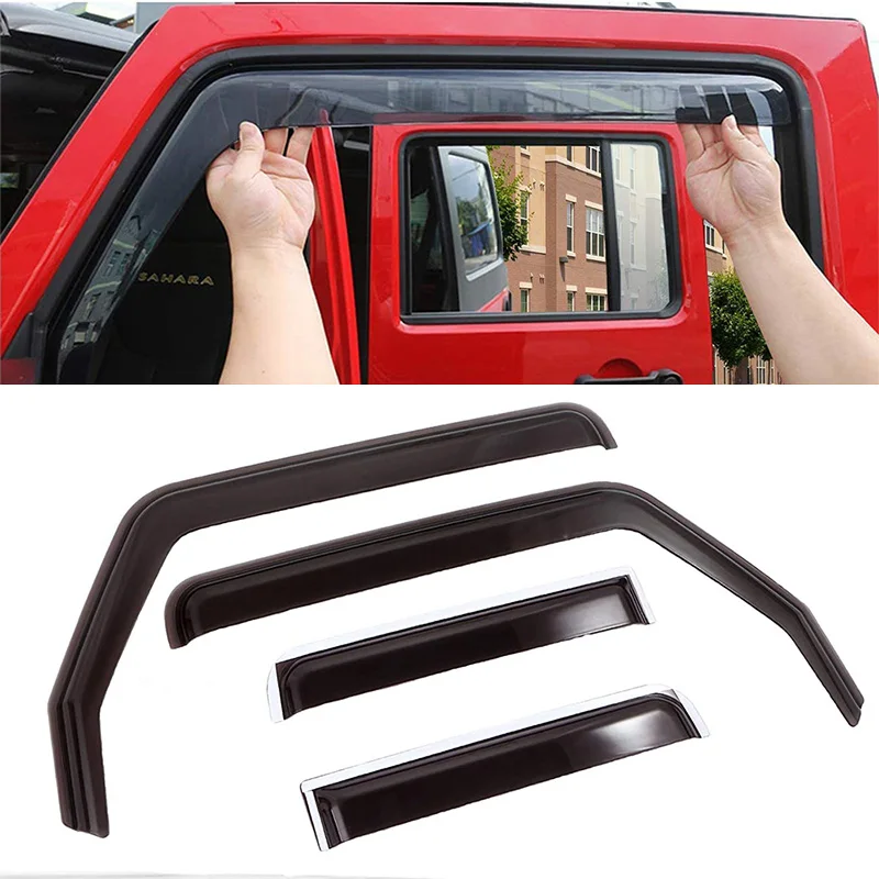 1set Window Sun Visor Wind Rain Shield Deflector For Jeep Wrangler Jk Jl Car Accessories