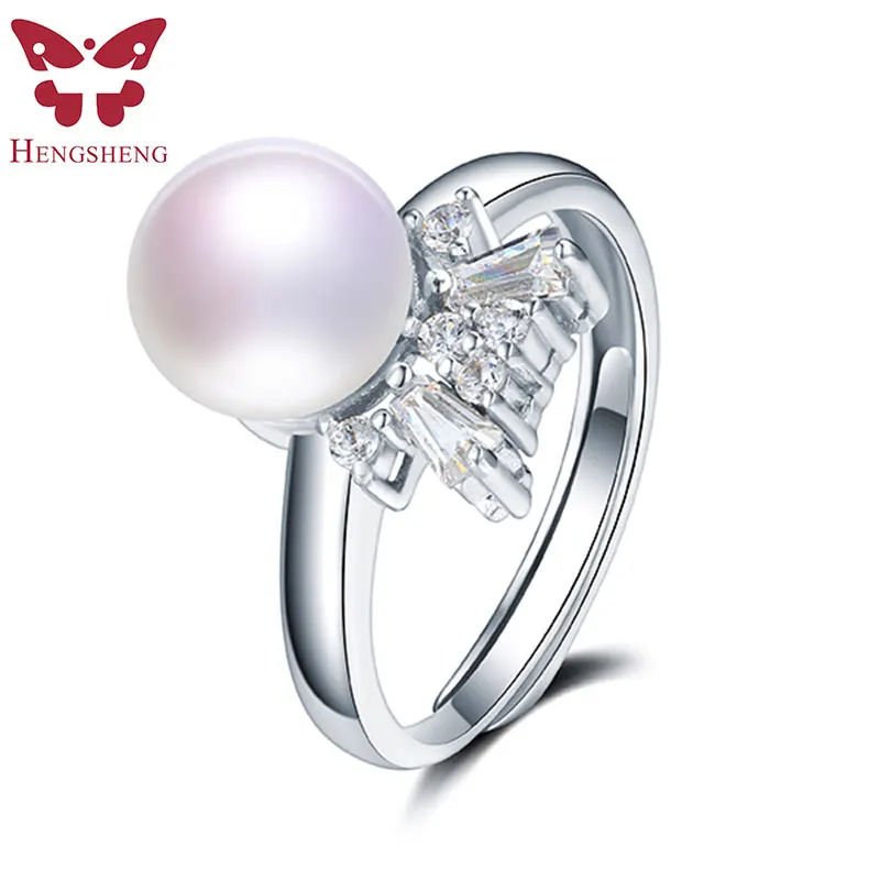

Genuine Natural Freshwater Pearl Ring, 925 Sterling Silver Classic Adjustable Rings For Women Fashion S925 Silver Jewelry Gift