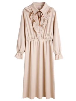 

2020 New Autumn Thick Warm Base Long-sleeved women Dress elegant vintage ladies dresses