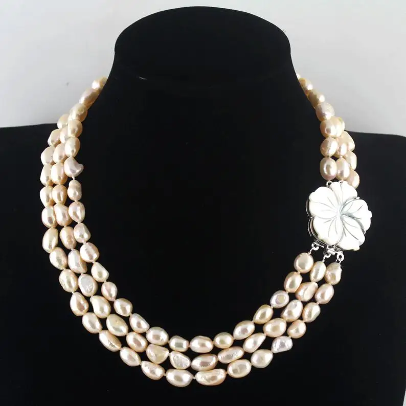 pink pearl Очаровательные настоящие украшения с жемчугом, ожерелье из натурального пресноводного жемчуга, застежка-раковина, идеальный подарок на свадьбу и Рождество для женщин - Окраска металла: pink pearl